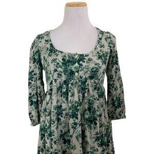 Ralph Lauren Denim & Supply Floral Tunic Top Womens XS Green Pockets Swing